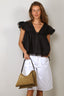 Ganni - Top - Light Linen Angel Sleeve Blouse - Black