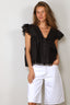 Ganni - Top - Light Linen Angel Sleeve Blouse - Black