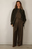 Tibi - Top - Cozy Flannel Boatneck Dolman Sleeve Top - Army Green