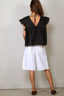 Ganni - Top - Light Linen Angel Sleeve Blouse - Black