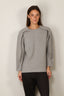 Tibi - Sweater - Bonded Viscose Crewneck With Folded Panel - Heather Grey