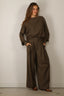 Tibi - Top - Cozy Flannel Boatneck Dolman Sleeve Top - Army Green