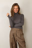 RÓHE - Top - Fine Merino Turtleneck - Mid Grey Melange