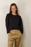 Tibi - Sweater - Bonded Viscose Crewneck With Folded Panel - Navy