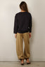 Tibi - Sweater - Bonded Viscose Crewneck With Folded Panel - Navy