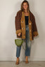 R13 - Vest - Oversized Raw Edge Woven Cardigan - Khaki Red Check