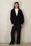 Forte_Forte - Broek - Matt Envers Satin High Waist Flat Front Pants - Notte