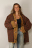 R13 - Vest - Oversized Raw Edge Woven Cardigan - Khaki Red Check