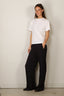 Forte_Forte - Broek - Matt Envers Satin High Waist Flat Front Pants - Notte