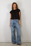 Tibi - Top - Tshirt Program Shirred Neck Circular Top - Dark Navy