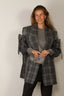 Tibi - Blazer - Papery Wool Plaid Easy Mens Blazer - Grey Multi