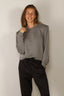 Tibi - Sweater - Feather Weight Viscose Removable Shoulderpad Long - Grey