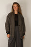 R13 - Vest - Padded Woven Cardigan - Grey Navy Stripe