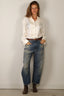 RÓHE - Blouse - Shaped Tuxedo Silk Shirt - Cream