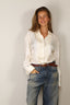 RÓHE - Blouse - Shaped Tuxedo Silk Shirt - Cream
