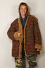 R13 - Vest - Oversized Raw Edge Woven Cardigan - Khaki Red Check