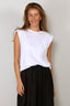 Tibi - Top - Tshirt Program Padded Shoulder Sleeveless Top - White