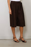 Tibi - Short - Luxe Spring Twill Tucked Pleated Wide Leg Short - Hickory Brown