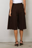 Tibi - Short - Luxe Spring Twill Tucked Pleated Wide Leg Short - Hickory Brown