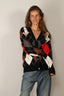 
&Daughter - Vest - Ava Argyle Cardigan - Navy With Red & Hazelnut
