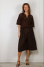 Tibi - Short - Luxe Spring Twill Tucked Pleated Wide Leg Short - Hickory Brown