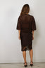 Tibi - Top - Crochet Netting Oversized Easy T - Hickory Brown