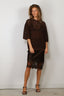 Tibi - Top - Crochet Netting Oversized Easy T - Hickory Brown