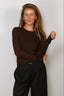 Tibi - Top - Ribbed Sweater Crewneck Pullover - Hickory Brown