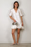 Ganni - Jurk - Satin Cloque Mini V-neck Dress - Egret