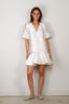 Ganni - Jurk - Satin Cloque Mini V-neck Dress - Egret