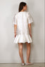 Ganni - Jurk - Satin Cloque Mini V-neck Dress - Egret