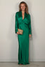 Forte_Forte - Jurk - Silk Satin Deep "V" Neck Dress - Royal