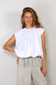 Tibi - Top - Tshirt Program Shirred Neck Circular Top - White