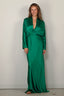 Forte_Forte - Jurk - Silk Satin Deep "V" Neck Dress - Royal