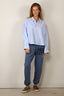 Denimist - Blouse - Bailey Cropped Shirt - Light Blue Stripe Oxford