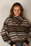&Daughter - Trui - Lorne Oversized Fairisle Crewneck - Dark Brown / Brown Sugar Multi