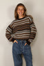 &Daughter - Trui - Lorne Oversized Fairisle Crewneck - Dark Brown / Brown Sugar Multi