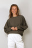 Tibi - Sweater - Light Weight Sweatshirting Crewneck Sweatshirt - Olive