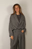 R13 - Blouse - Shawl Lapel Shirt - Black / White Stripe
