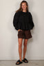 Ganni - Blouse - Compact Poplin Gathered Peplum Blouse - Black