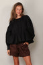 Ganni - Blouse - Compact Poplin Gathered Peplum Blouse - Black