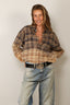 R13 - Blouse - Boyfriend Shirt - Dip Bleach Light Blue Yellow Plaid