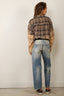 R13 - Blouse - Boyfriend Shirt - Dip Bleach Light Blue Yellow Plaid