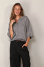 Tibi - Top - Washable Cashmere Oversized Easy T Polo - Heather Grey
