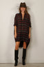 R13 - Jurk - Plaid Oversized Boxy Shirtdress - Black Red Plaid