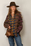 R13 - Blouse - Spliced Drop Neck Shirt - Blue Multi Plaid