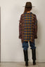 R13 - Blouse - Spliced Drop Neck Shirt - Blue Multi Plaid