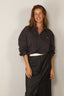 Rotate - Top - Pique Longsleeve  Polo - Gray Pinstripe