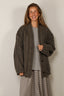 R13 - Vest - Padded Woven Cardigan - Grey Navy Stripe