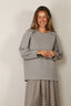Tibi - Sweater - Bonded Viscose Crewneck With Folded Panel - Heather Grey